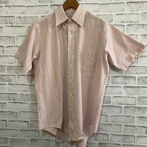 Men’s Arrow Dover light pink short sleeve button down collar shirt 16